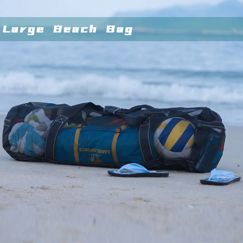 Bolsa de lona de buceo de malla de gran capacidad, bolsa de engranajes, bolsas de playa grandes plegables, bolsa de mano con cremallera, equipo de