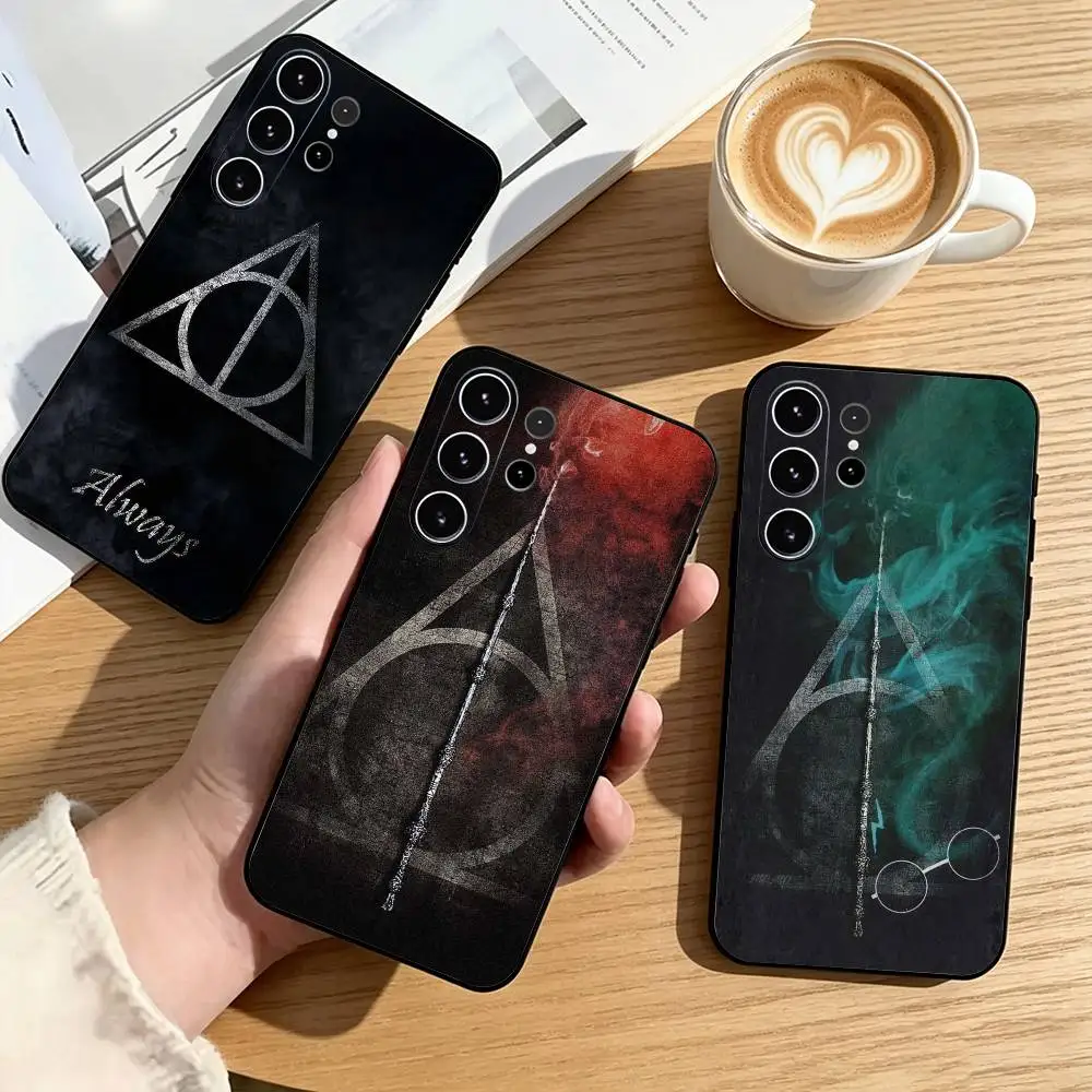 Funda para Teléfono con Diseño de Varita Mágica de Harry Potter para Samsung S25, S24, S21, S22, S23, S30, Ultra, S20, Plus, Fe, Lite, Note, 10, Negra