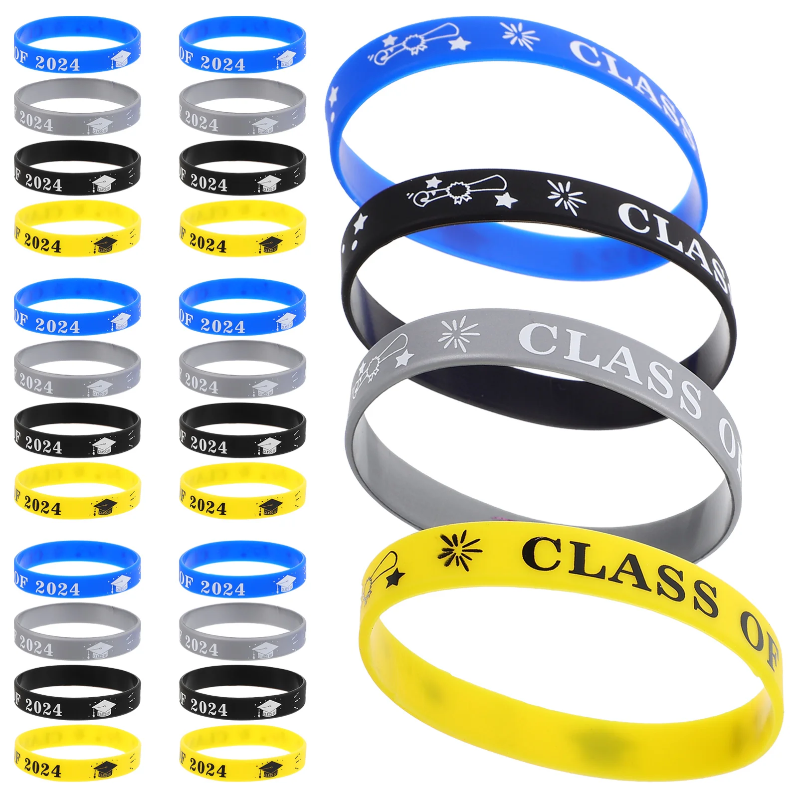 24 Pcs Sports European and American Graduation Silicone Bracelet Man for Boys Trump Armband Silica Gel Bracelets Supply