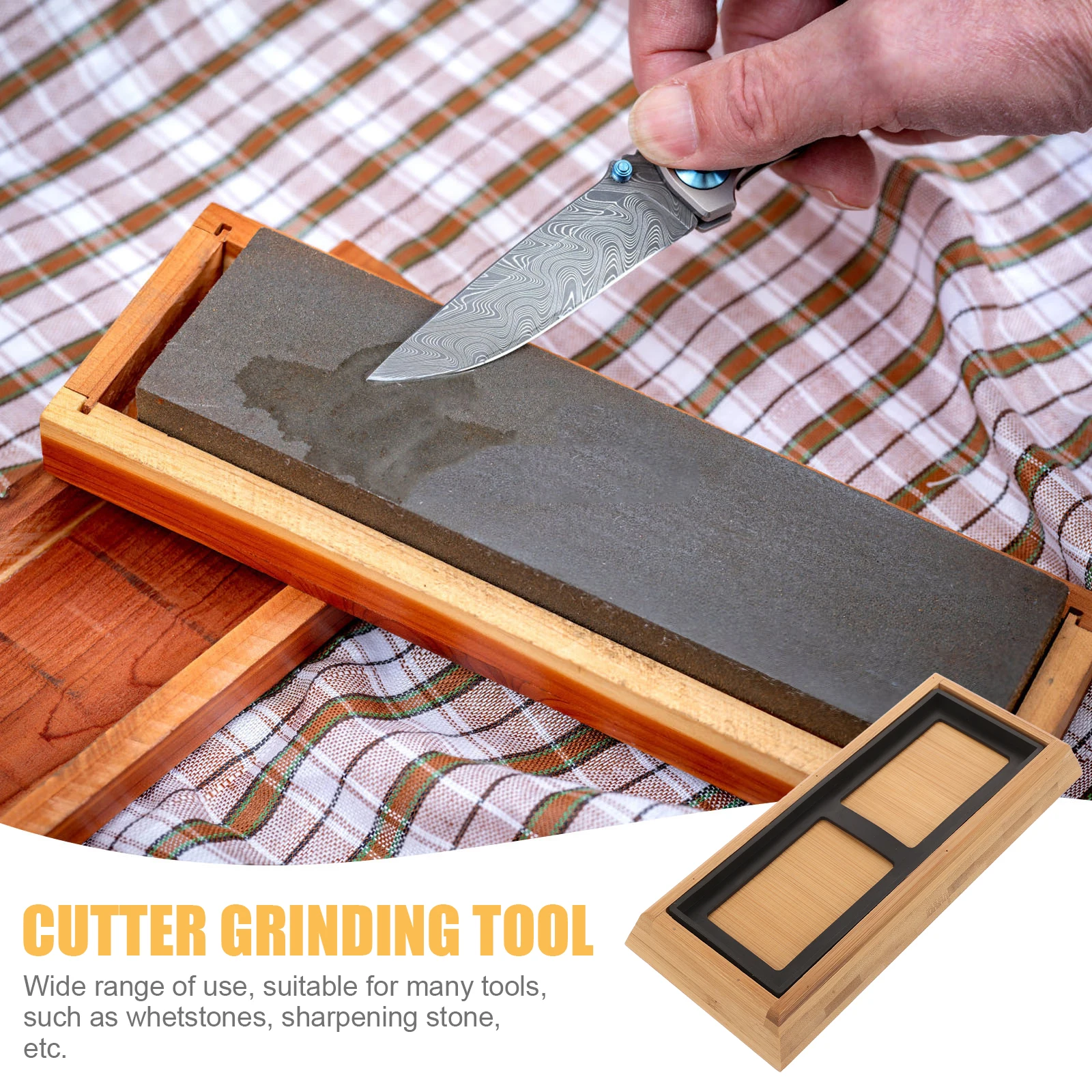 

1 set Whetstone Base Tool Bamboo Anti Slip Kitchen Tray Holder Sharpening Sharpening For Home Stone Tool Storage