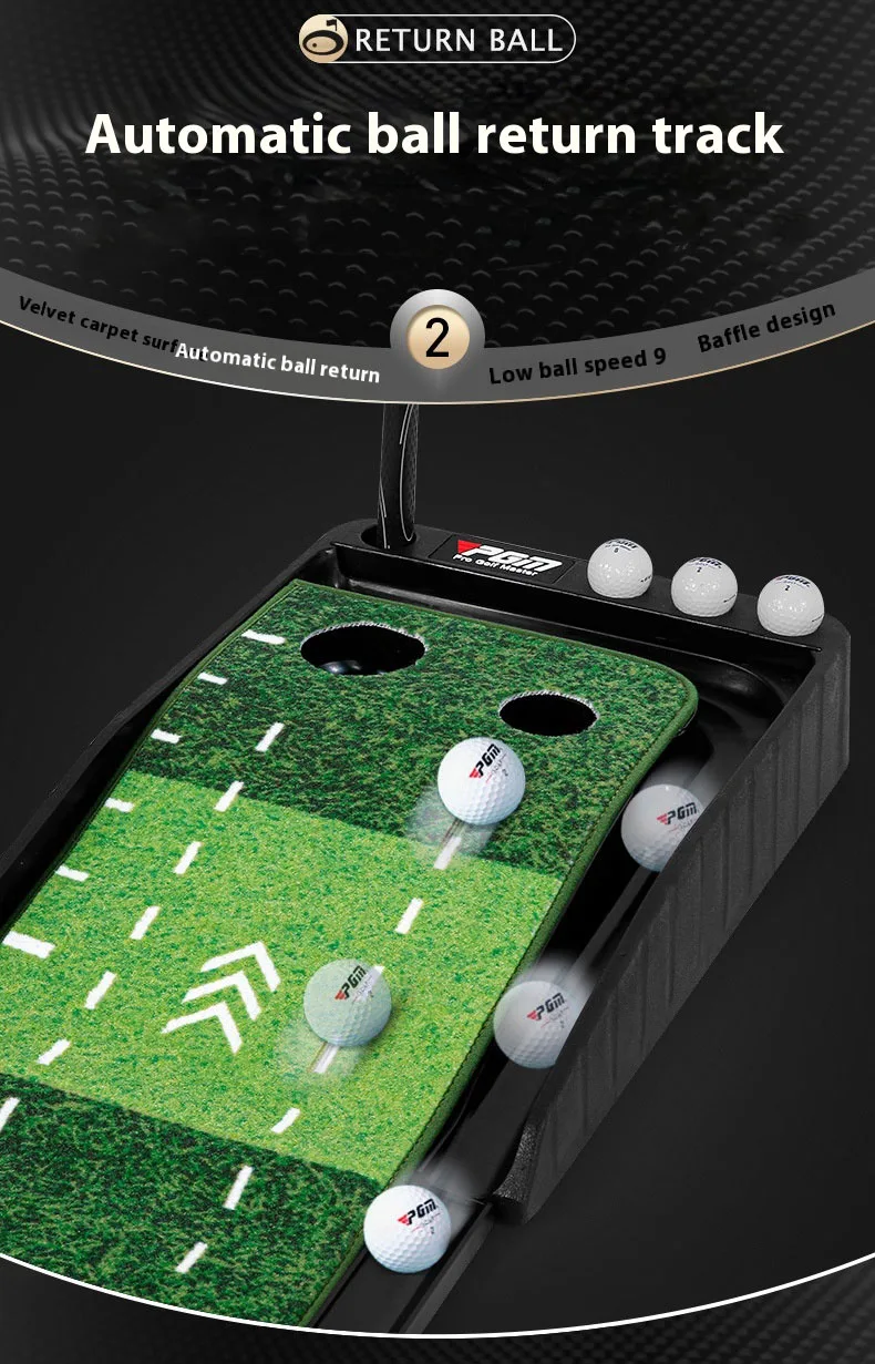 PGM TL021 indoor golf velvet rubber bottom putter trainer practice mat, 3M with return lane