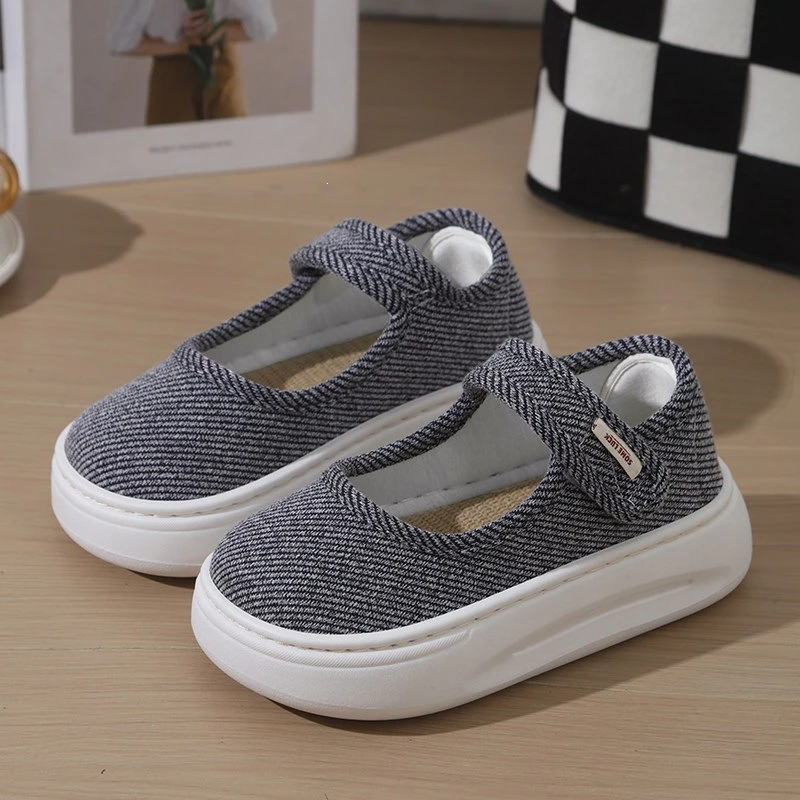 2026 New Women's Canvas Shoes Thick Bottom Linen Anti-slip round Head Work Shoes Outdoor Flat Breathable Office Single Shoes