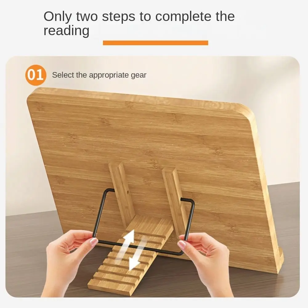 8 angoli di inclinazione regolabili Supporto per libri in legno Staffa per libri di cucina da lettura comoda e multifunzionale Supporto per lettura pieghevole antiscivolo