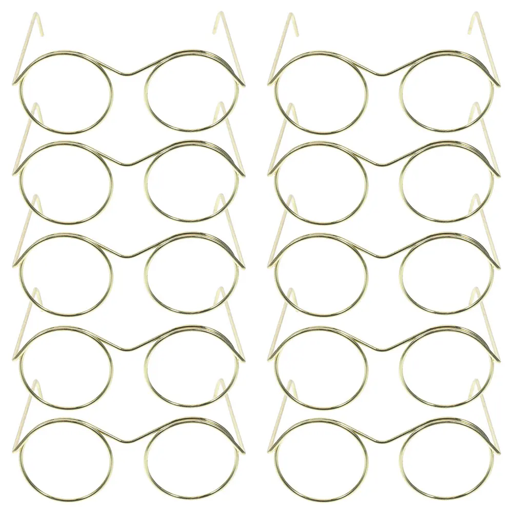 

20pcs Mini Glasses Metal Wire Rim Frameless Dollhouse Accessories Costume Eyewear For 18 Inch Santa Claus Party Gold Rimmed