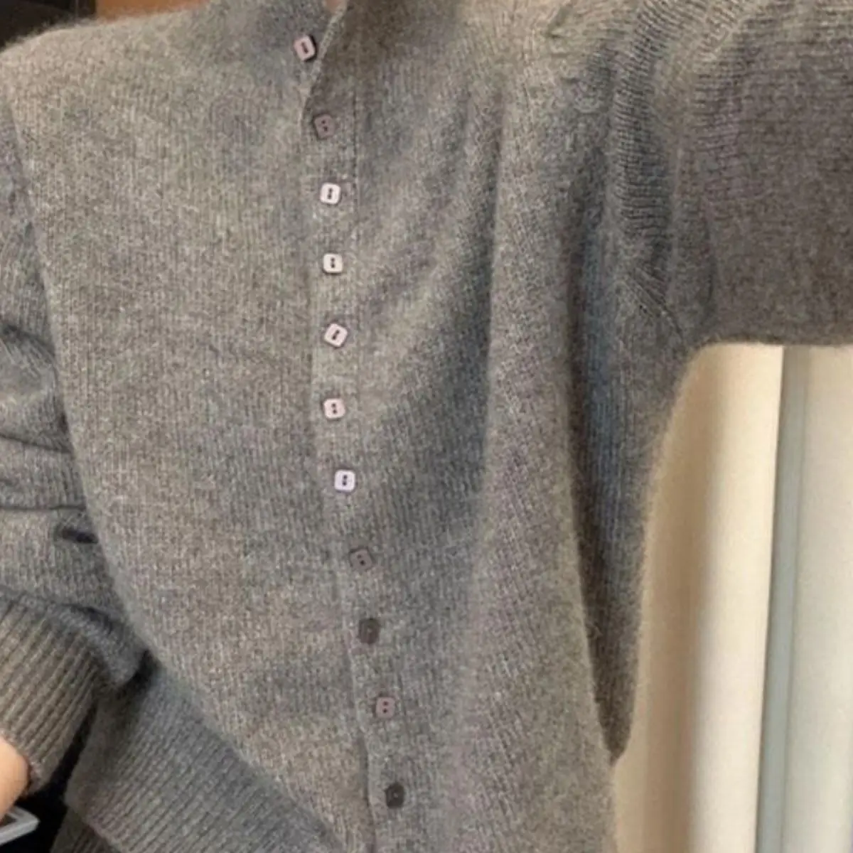 

Women's Soft Cozy Mock Neck Single - Breasted Knitted Cardigan Commuter Office - Friendly Long Sleeve Open Front Sweater