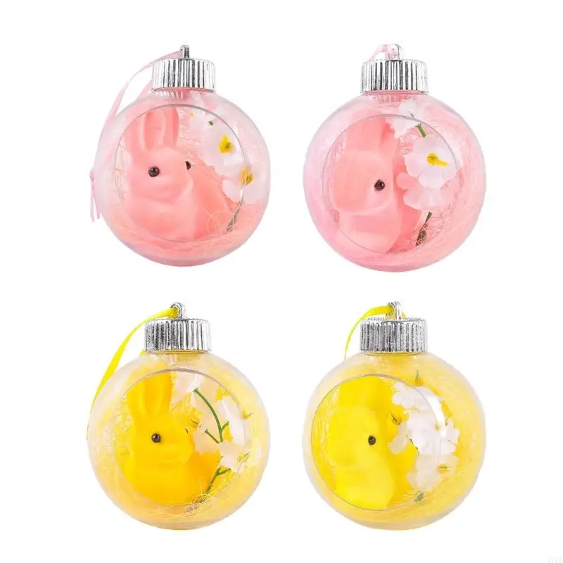 

4X7B Clear Acrylics Balls Ornament Tree Ornament Spring Festival Bunnies Hanging Decoration For Holiday Party Centerpieces