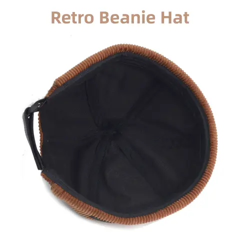 Retro Beanie Hat Unisex Solid Cap Streetwear Hip Hop Brimless Hats Vintage Corduroy Docker Caps For Men Adjustable Dome Hats