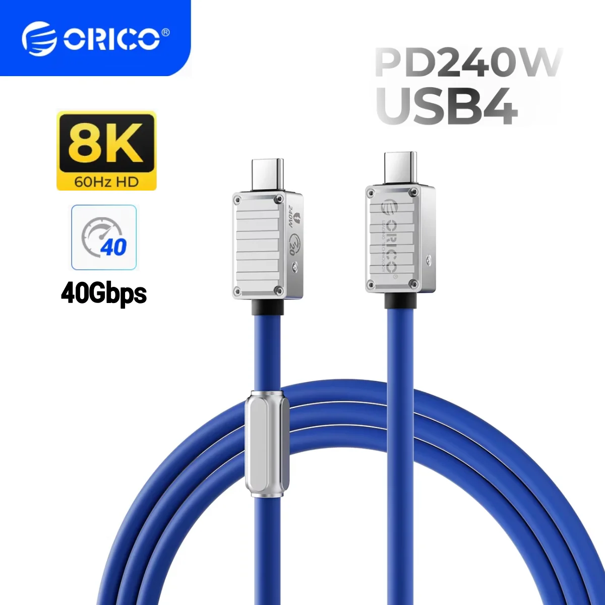 

Зарядный кабель ORICO 240 Вт, 40 Гбит/с, провод для быстрой зарядки типа C для передачи данных Thunderbolt 4, шнур USB C для ноутбука iPhone Mac