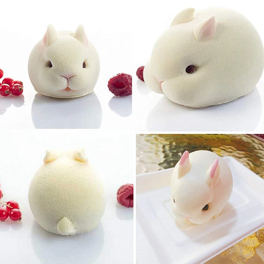 3D Easter Bunny Silicone Mold 6 Cavity Rabbit Shape Chocolate Pudding French Dessert Fondant Mousse Cake Mould Baking Tools