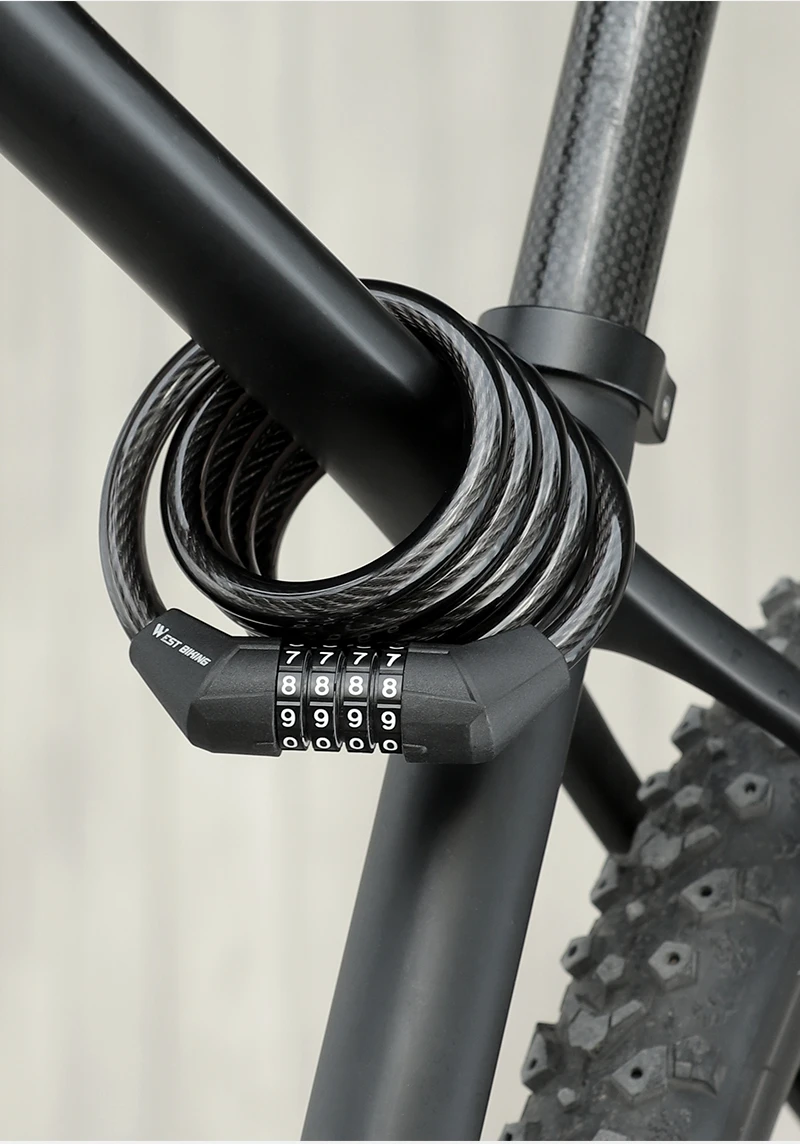 WEST BIKING Fahrrad-Stahlkabelschloss mit 4-stelligem Passwort, Diebstahlsicheres Fahrradschloss, Wasserdicht, Verschleißfest, Tragbares Fahrradzubehör – Detail 13
