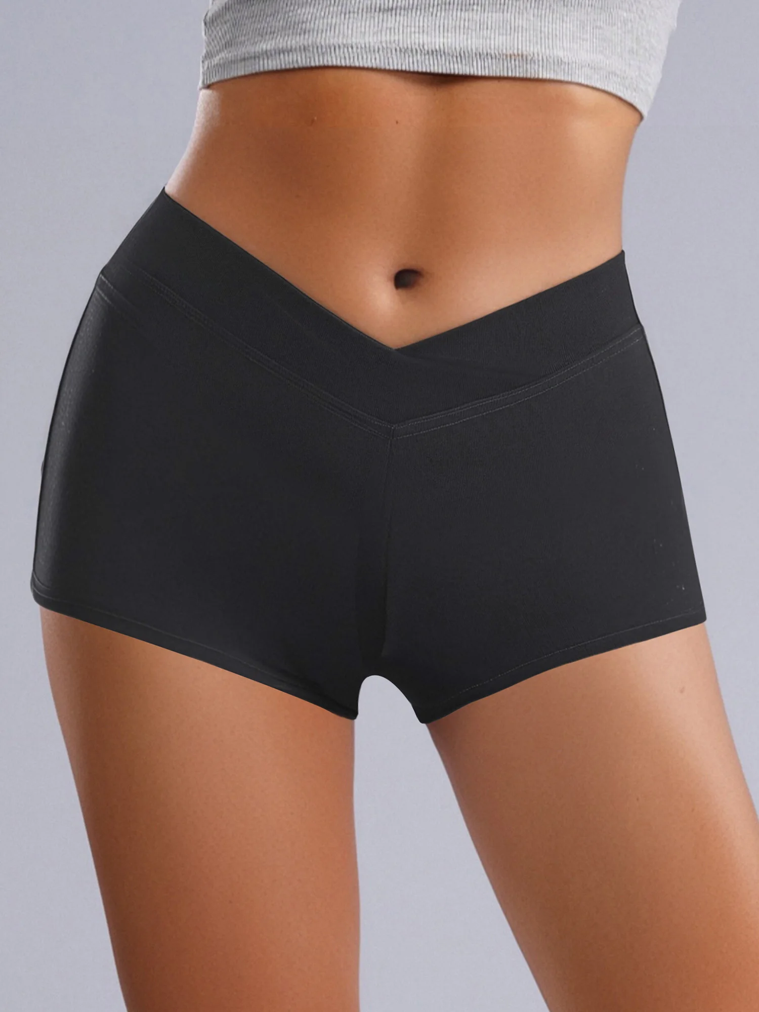 Womens Dance Shorts Front V-Shaped Crossing Waist Boxer Shorts Short Trousers for Ballet Dance Fitness Yoga Workout Dance Class