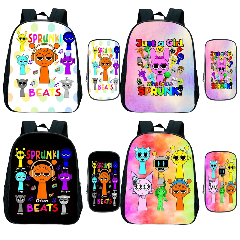 

2pcs Sprunki Backpacks Cartoon Incredibox Fashion Kindergarten Kids School Bag Trendy Children Boys Bag Shoulder Schoolbag