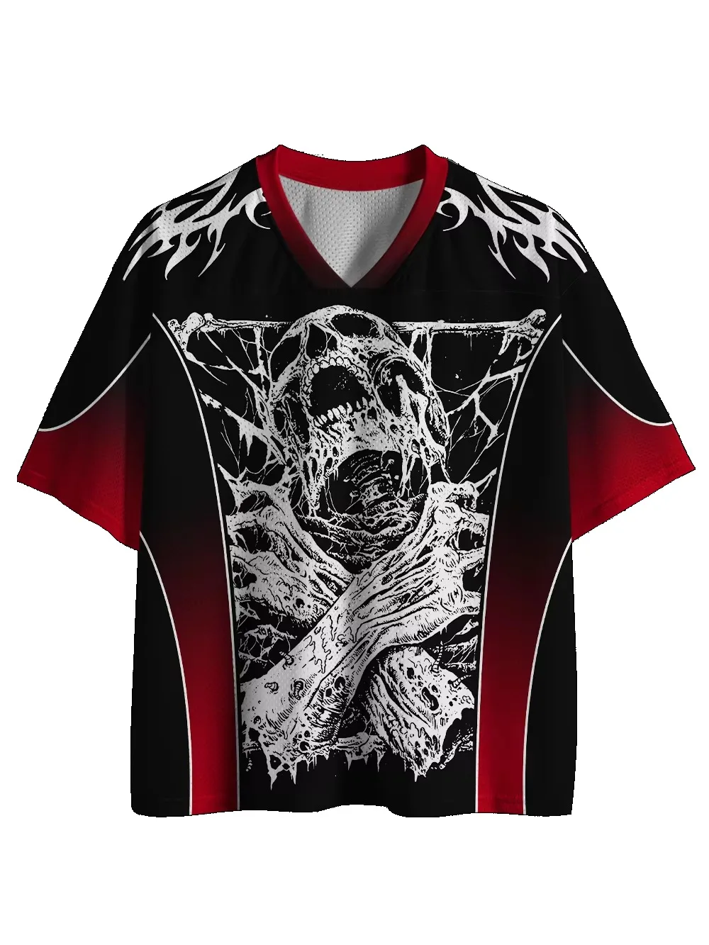 Dark Horror Element 2026 Summer Men's and Women's Fashion 3D Printed Street Trendy New V-neck Sports Quick-Dry Loose Y2K T-Shirt