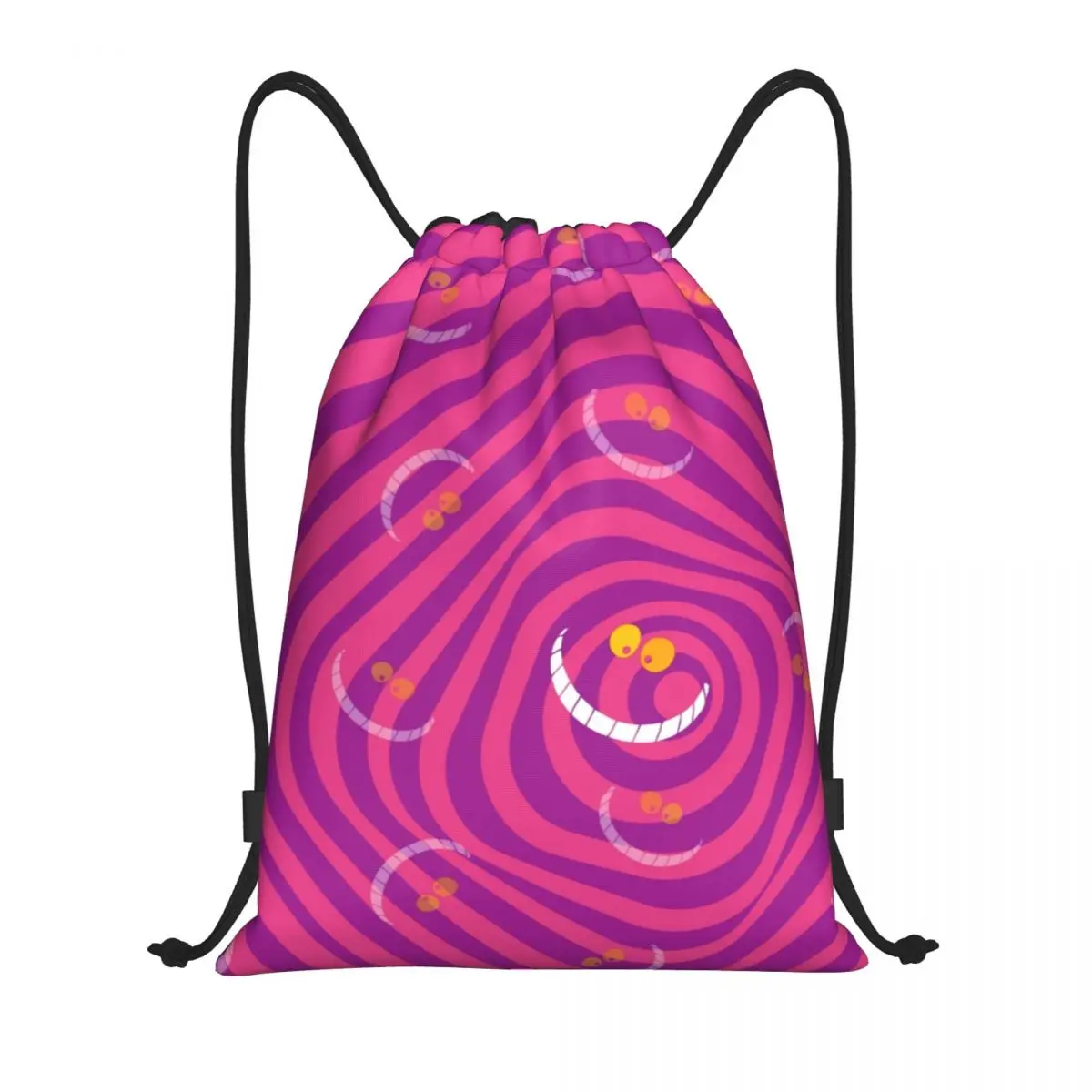 Mochila deportiva con cordón para hombre y mujer, bolso ligero con patrón de gato de Cheshire personalizado, para gimnasio, Alicia en el país de las Maravillas