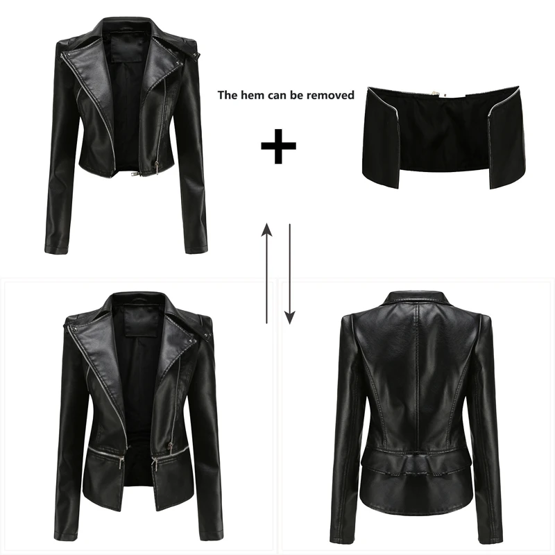 Maxulla Spring Autumn Women\'s Casual Leather Jacket Outdoor Windproof Retro PU top Fashion Slim Punk Jacket Women\'s Clothing