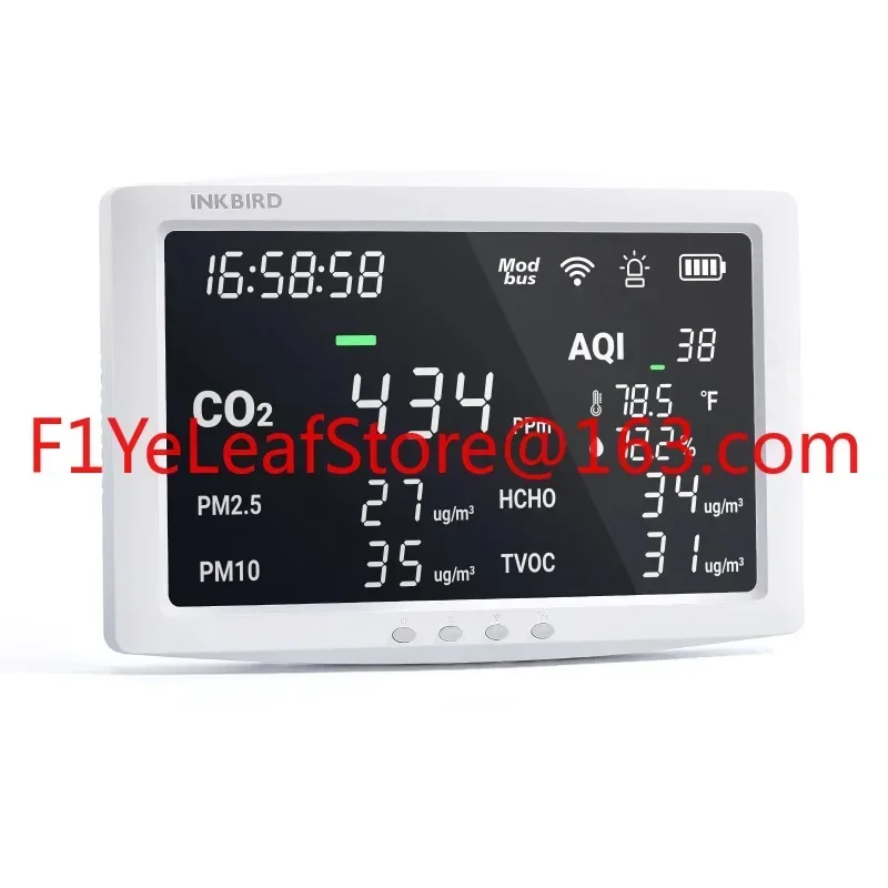 Hot salesWiFI IAQM-128W 8-In-1 Air Quality Monitor for CO2, PM2.5, PM10, TVOC, HCHO, AQI, temperature, humidity