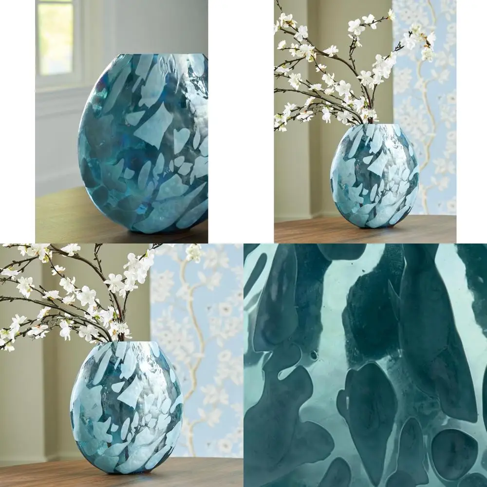 

Elegant 11.75 Waterproof Green Abstract Glass Vase by Cartshaw