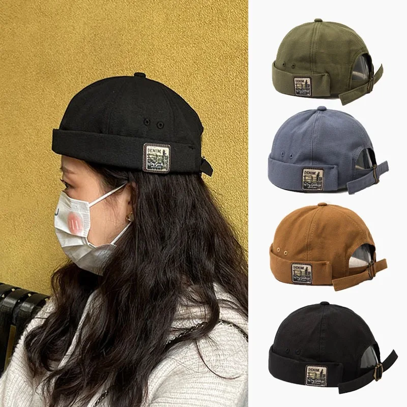 قبة البطيخ قبعة الرجال النساء موضة خمر Brimless قبعة الهيب هوب المالك قبعة للجنسين Skullies قبعة بلون دوكر قبعة