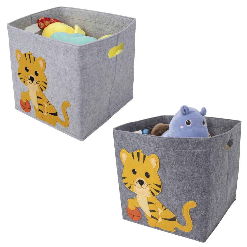 33*33cm Children\'s Toy and Clothing Organizer Folding Storage Box Cartoon Pattern Thickened Felt Storage Box Toy Storage Box