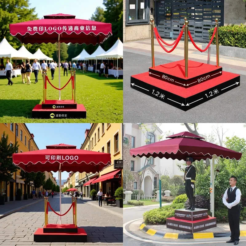 Outdoor Security Booth Umbrella Station Platform for Doorman Room Property Image Roman Style Sun Shade