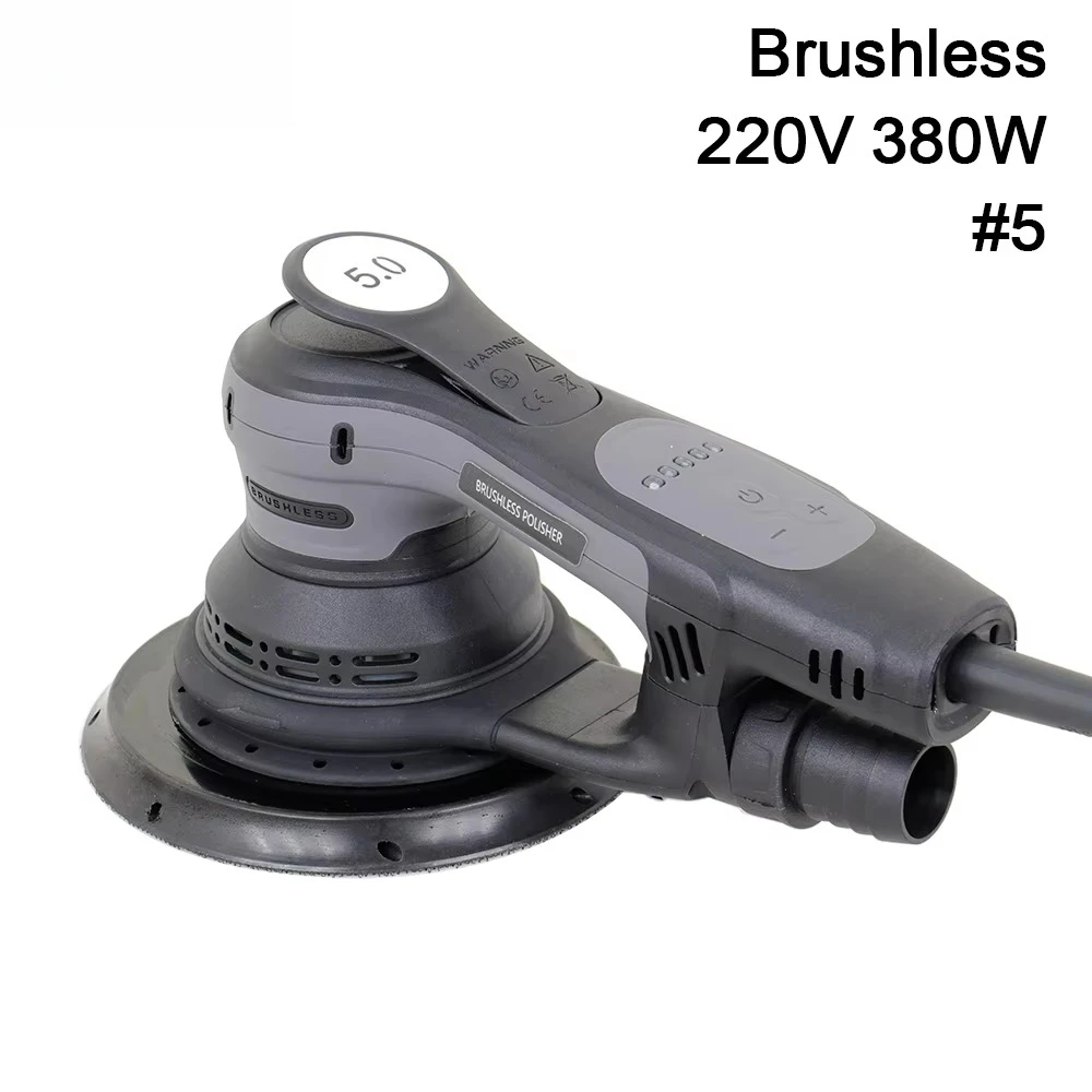 Brushless 220v 6 inch 150mm 380 watt eccentric 5 speed random electric track sander for automotive body repair wood sanding