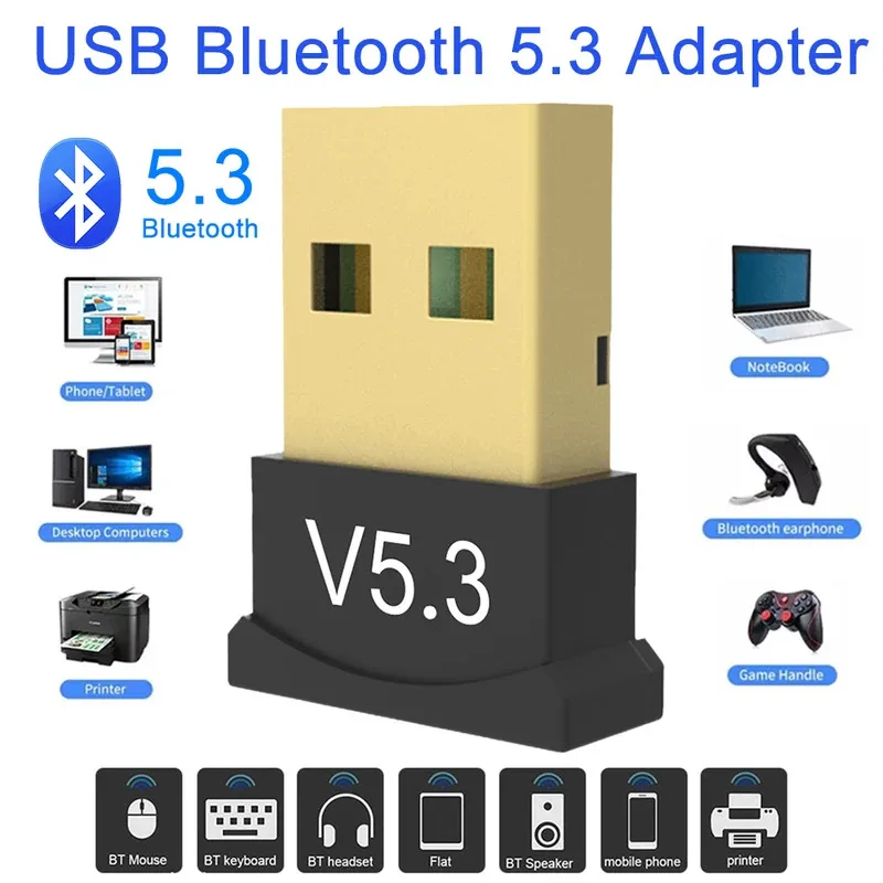 

NEW USB Bluetooth-Compatible 5.3 Adapter Support Windows 11/10/8.1 Mini Sender Plug&Play Wireless Adapter for Desktop PC Laptop