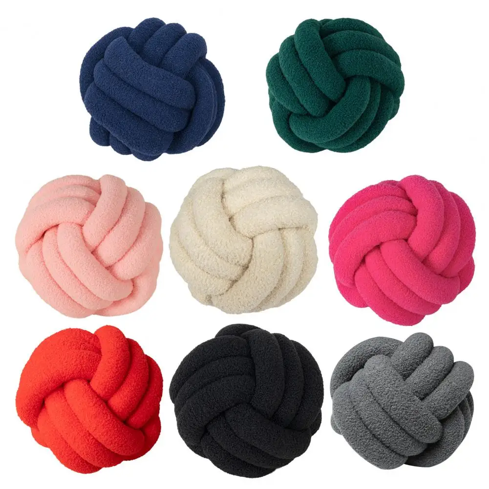 Decorative Throw Pillow Sherpa Knot Ball Throw Pillow for Sofa Decoration Photography 22cm Round Shape with Elastic Sleeping