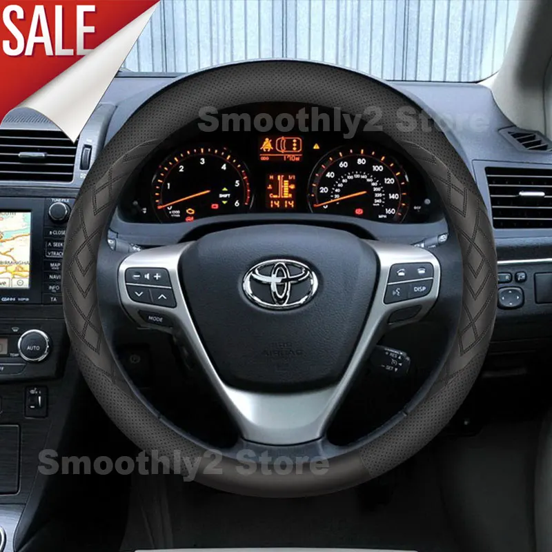 Car Leather Steering Wheel Cover For Toyota Avensis T250 2003-2007 2008 2009 Non-slip Auto Interior Toyota Avensis Accessories