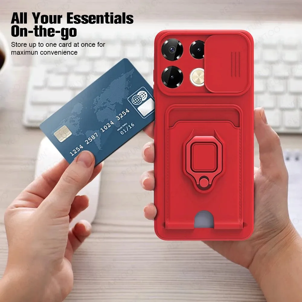 Soft TPU Wallet Phone Case for Infinix Note 40 Pro Plus 4G 5G Car Magnet Holder Ring Push Pull Camera Shockproof Protect Cover