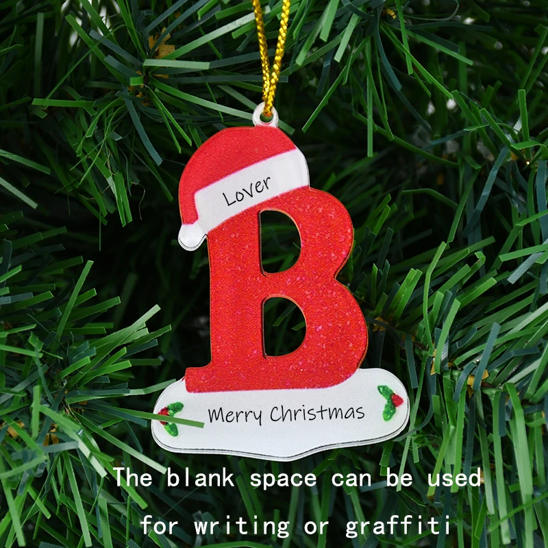 Christmas Tree 26 Letter Pendant Personalized DIY Hanging Decor Gifts Home Xmas New Year Party Ornaments Blank Space For Writing