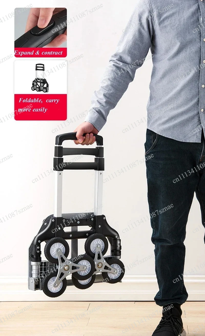 Portable Foldable Hand Dolly 75KG with Bungee Cord, All Terrain Wheels for Upstairs Cargo, Home and Travel Shopping Cart