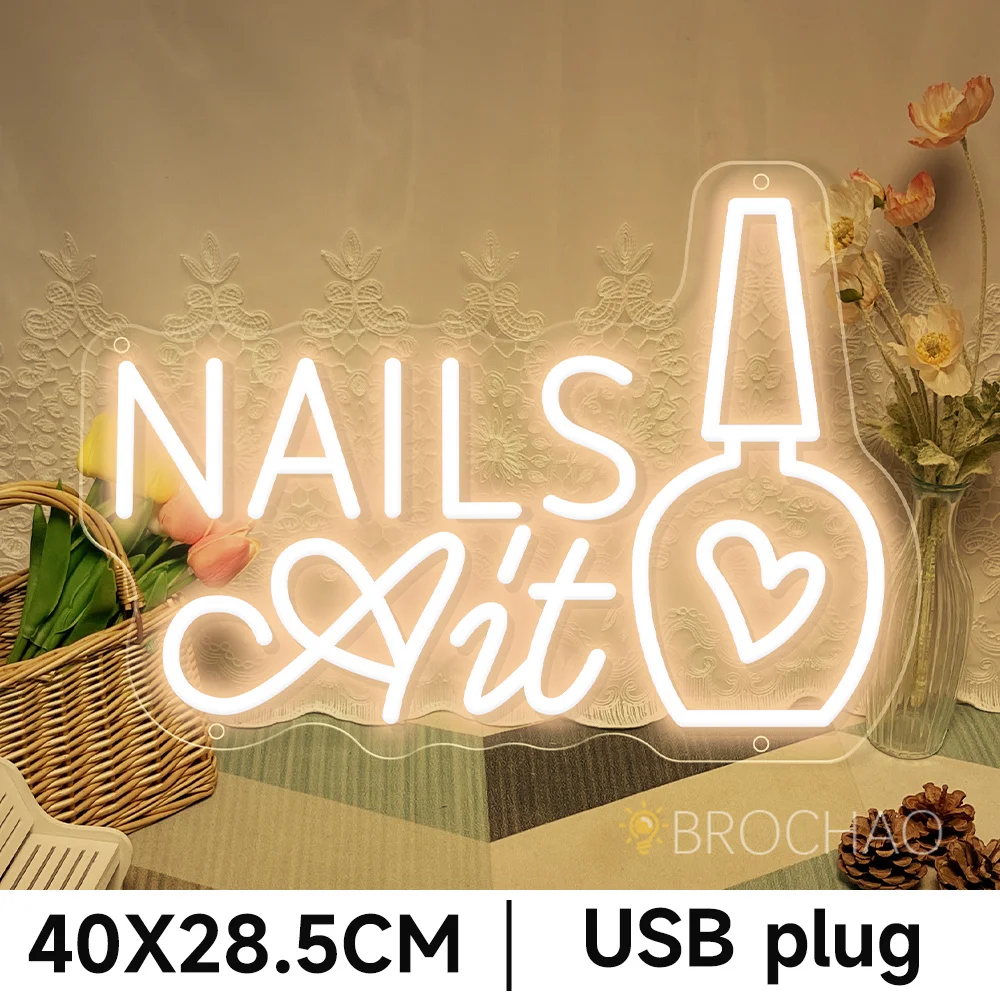 Imagem -05 - Unhas Ait Neon Led Sinais de Beleza Decoração da Sala de Beleza Arte da Parede Unhas Salão Luzes de Néon Usb Manicure Estúdio Sinais Led Bussiness