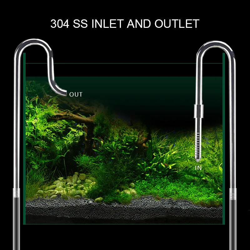 1set 304 Stainless Steel External Filter Aquarium Lily Pipe Inlet Outlet with Surface Skimmer Fish Tank Filter Supplies