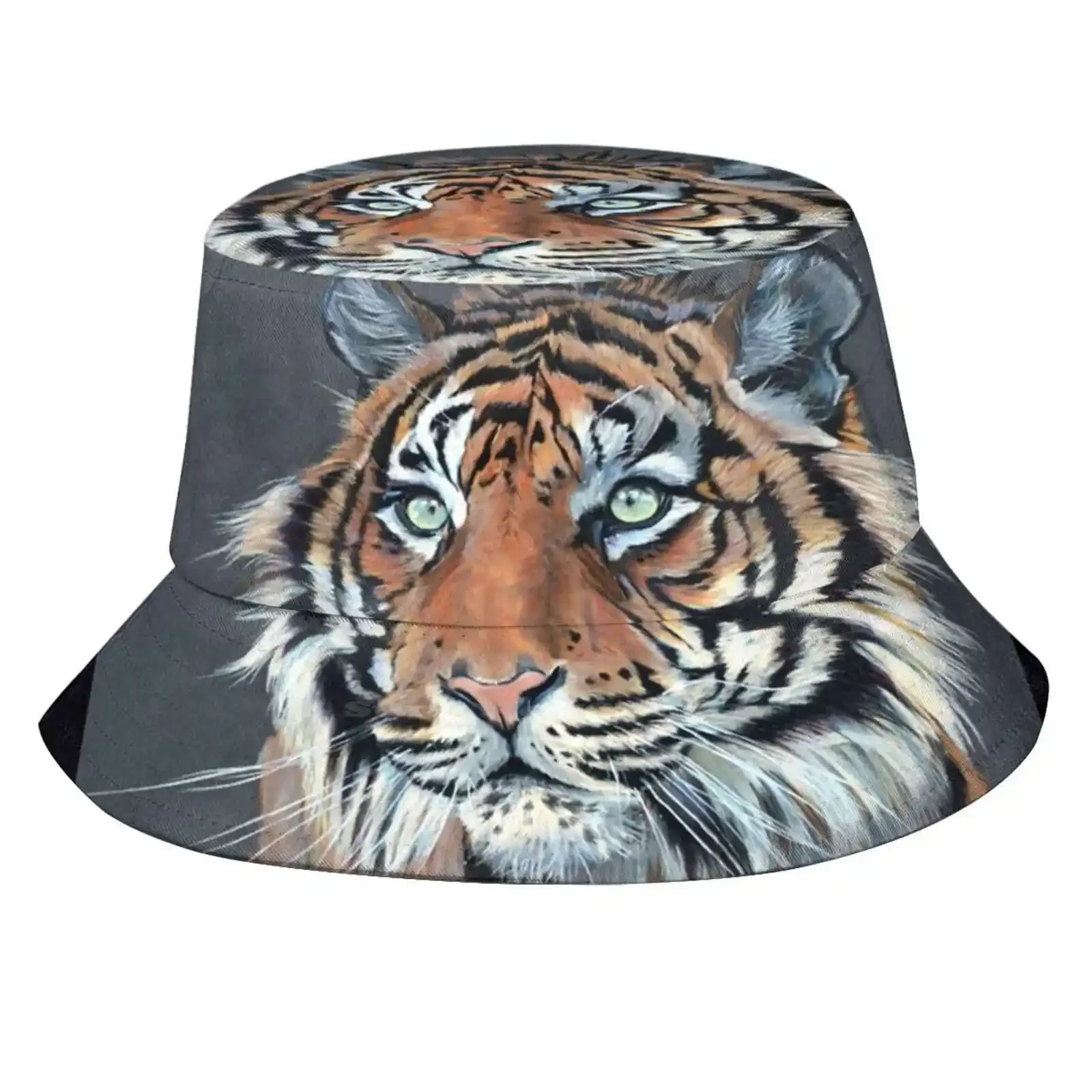 Tiger Portrait Unisex Fisherman Hats Cap Tigress Board Table Tiger Tiger Portrait Dry Pastel Tiger Animal Painting Feline