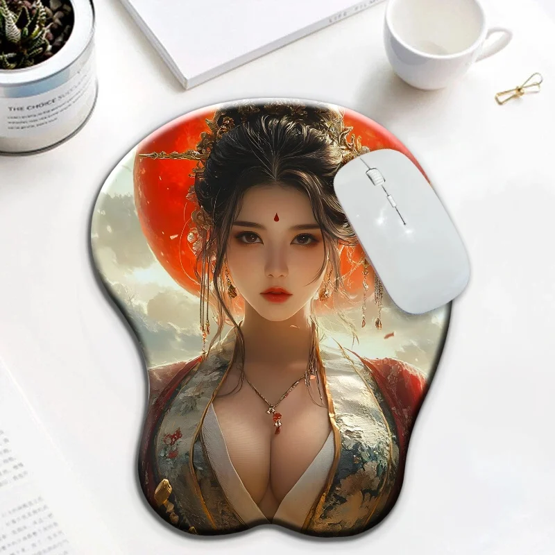 

Chinese Tang 1 piece of ancient Dynasty plump beauty breasts ergonomic wrist rest 3D silicone mouse pad