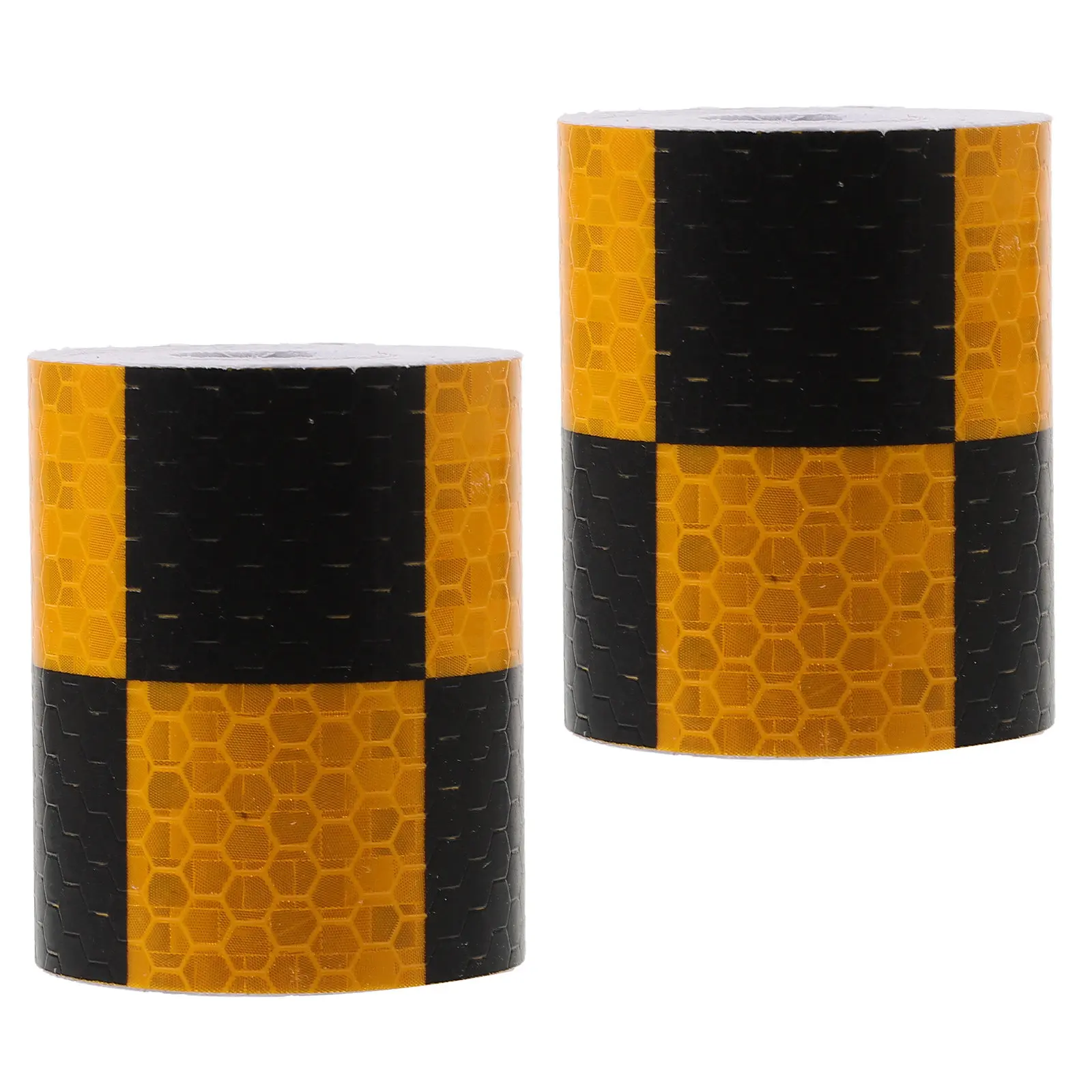 

2 Roll Reflective Auto Warning Tape Black Yellow Checkered Pattern Waterproof Self Adhesive Night Safety Sticker for Vehicles