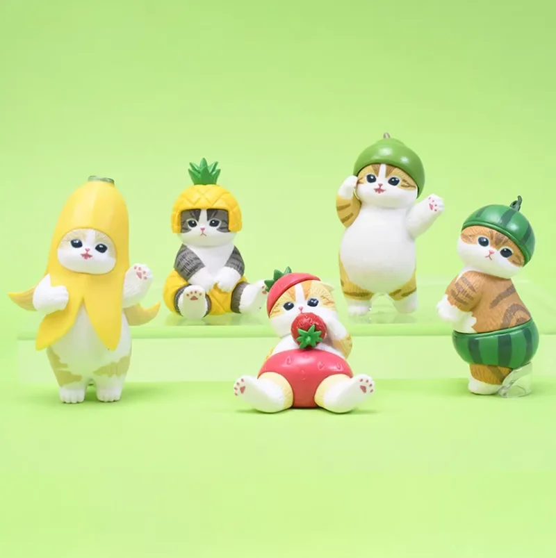 

Набор фигурок Mofusand Shark Cat Fruit And Bee Series: милые персонажи, миниатюрные игрушки, украшение для рабочего стола, подарок на день рождения