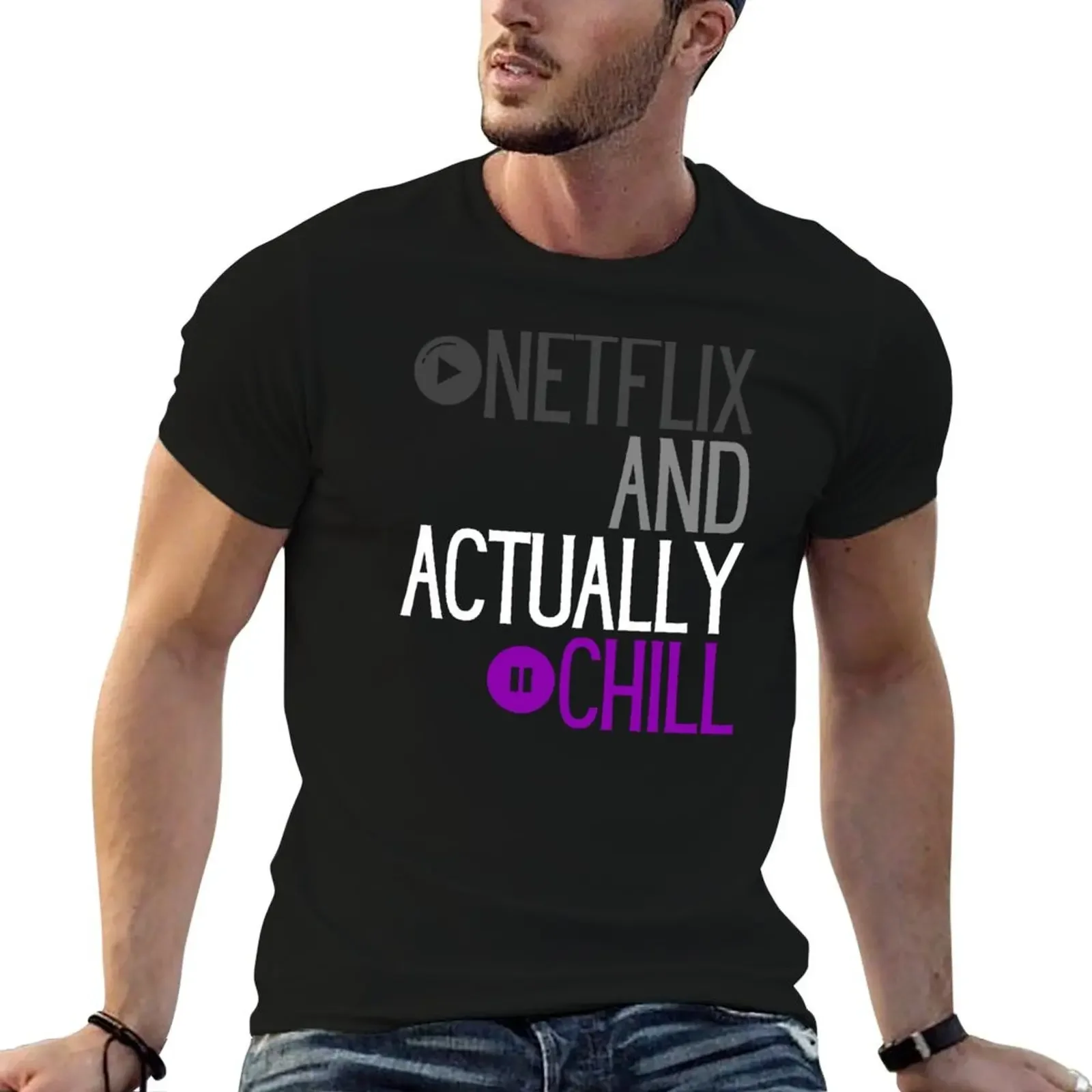 Netflix and Actually Chill. Asexual Pride T-Shirt tees for a boy plus size men clothing