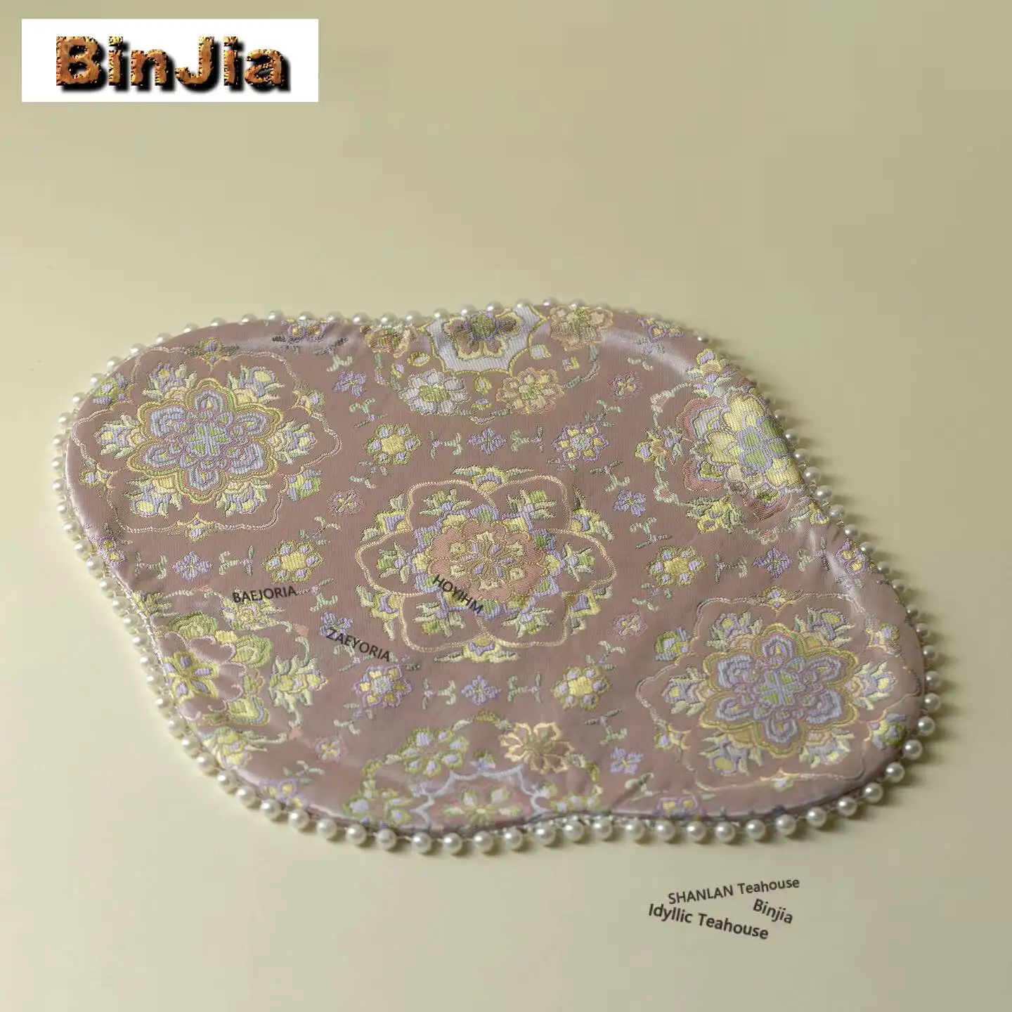 Baoxiang Flower Purple Begonia Tea Table Mats Antique Bowl Pot Mat Drink Coaster Household Dinner Table Cloth Mat Cha Collection