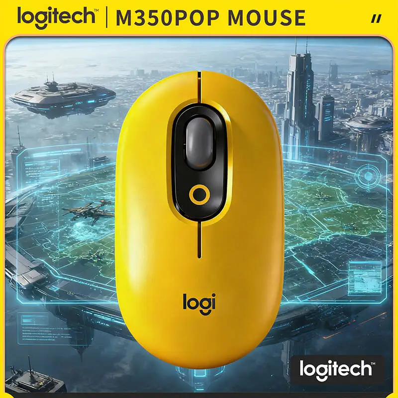 

Тихая мышь Logitech M350 POP с двойным подключением, стабильный диапазон 10 м, эргономичная ручка для левой и правой руки, ежедневная