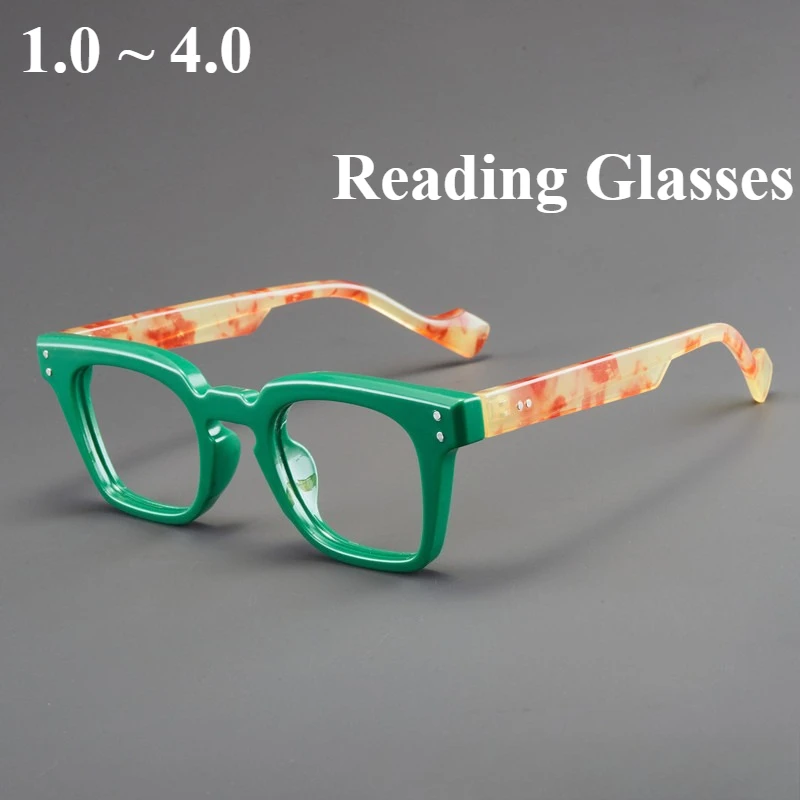 

0~4.0 Retro Rectangular Eyeglass Frame Reading Glasses HD Anti Blue Light Unisex Reading Glasses