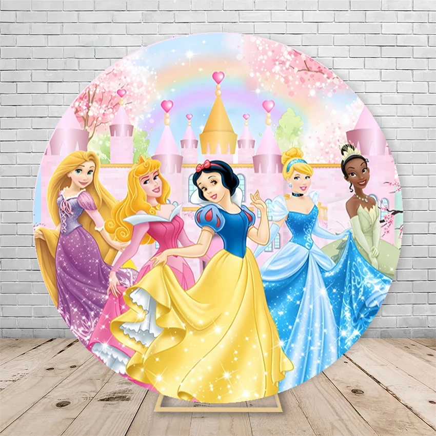 Round Disney Princess Castle Snow White Background Baby Shower Birthday Party Backdrop Decoration Circle Banner Photography Prop