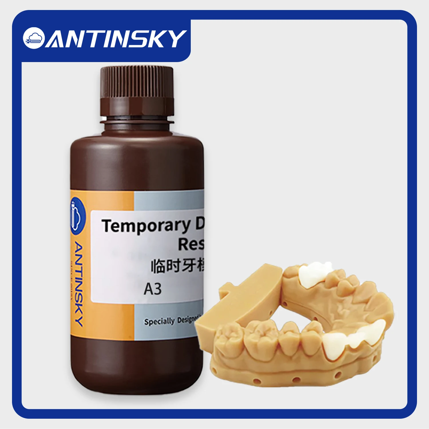 Antinsky Temporary Dental Model Resin for DLP LCD 3D Printer Resin 405nm High PrecisionTeeth Textured Appearance 0.5kg