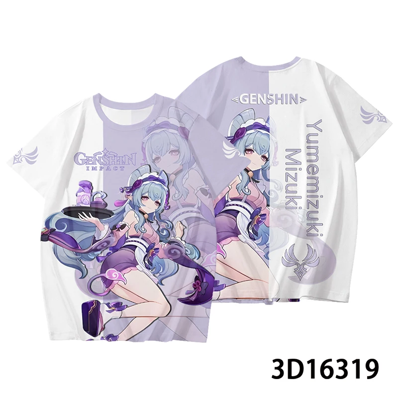 Novo genshin impacto todos os rpg camiseta 3d yumingenuki mizuki impressão anime t camisa para homens mulheres harajuku t camisa crianças y2k topo