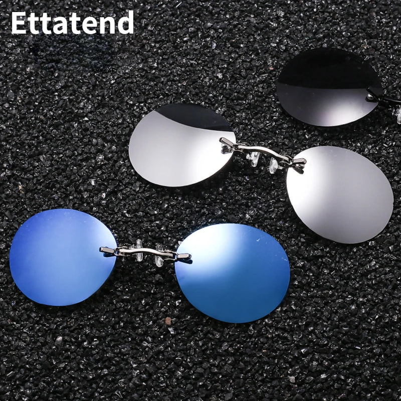 

Nose Clip Sunglasses Men Fashion Vintage Round Rimless Sun Glasses No Temples Eyeglasses Women Brand Shades Uv400 Eyewear