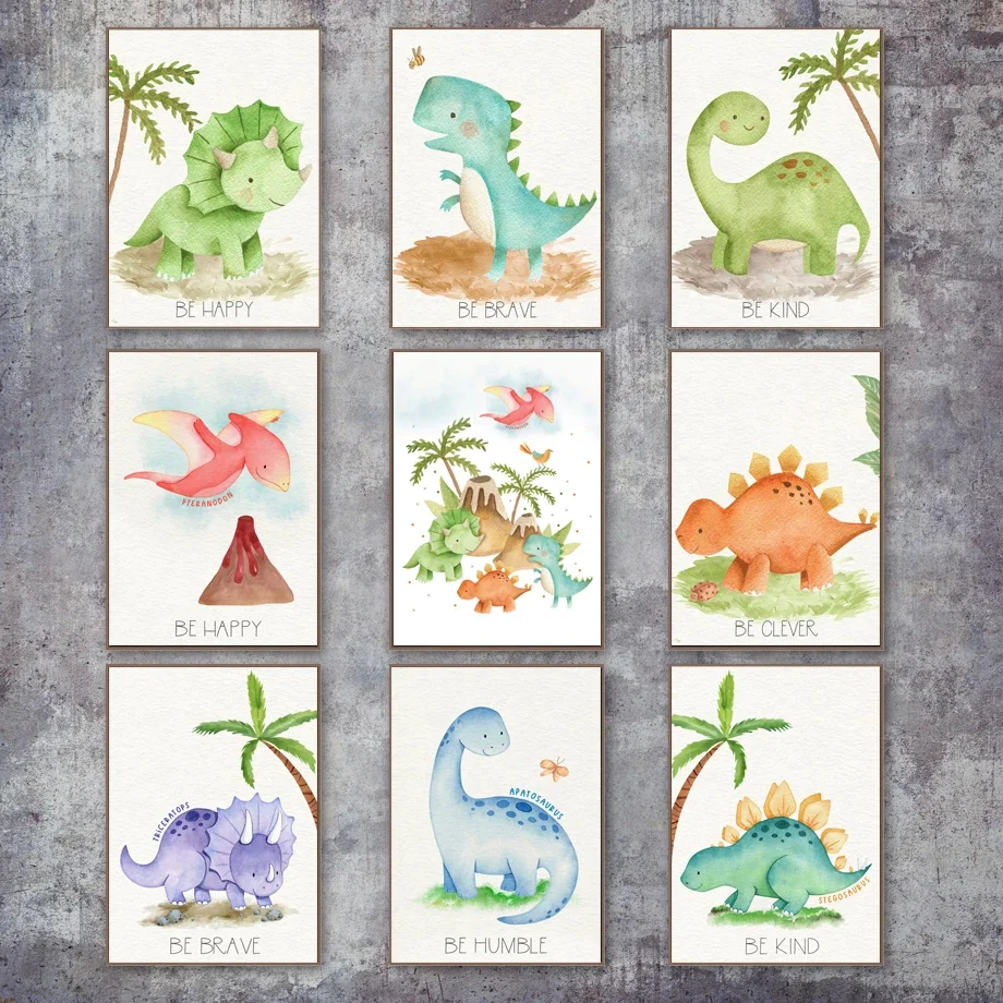 

Woodland Wild Dinosaurs Palm Tree Nursery Wall Art Canvas Painting Posters And Prints Wall Pictures Kid Room Boho Home Decor