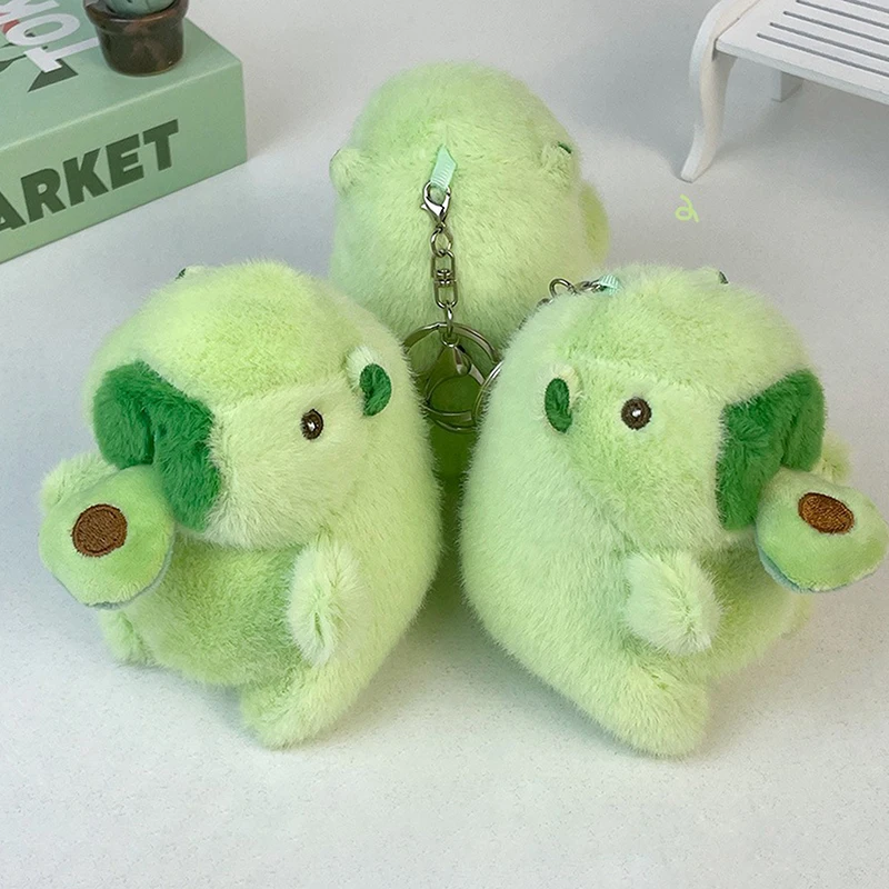 Cute Cartoon Avocado Capybara Pendant Pulling Rope Vibrate Capybara Plush Toy Doll Bag Hanging Ornaments Keychain Desktop Doll