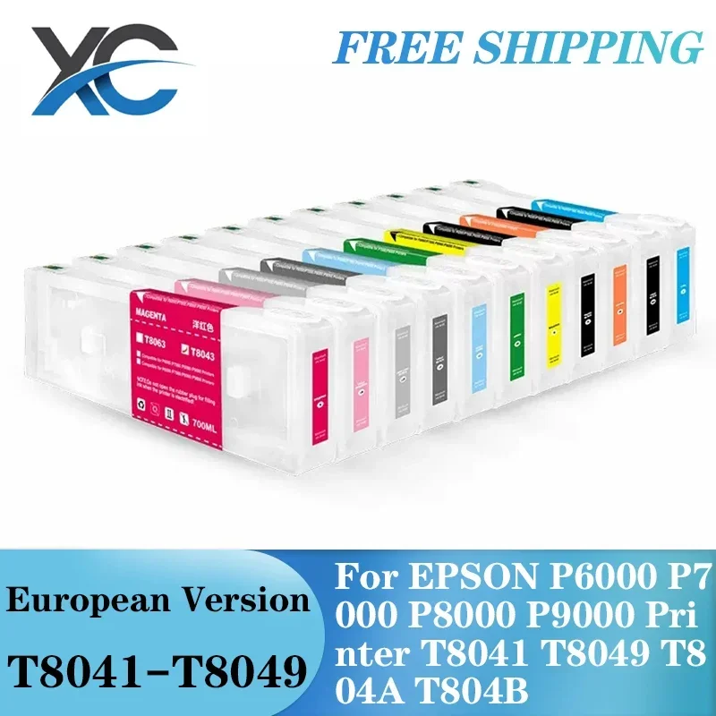 European Empty Refill Ink Cartridge With Chip 700ML Compatible For EPSON P6000 P7000 P8000 P9000 Printer T8041 T8049 T804A