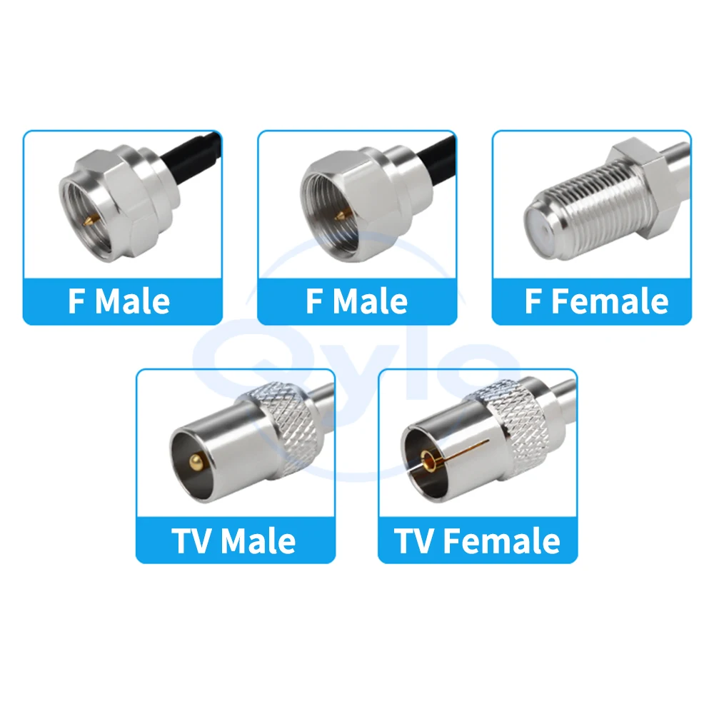 F-to-TV Male/Female Adapter Cable F-to-TV Extension Cable RG58 Double-Shielded RF Coaxial Cable 0-6GHz (1 pcs)