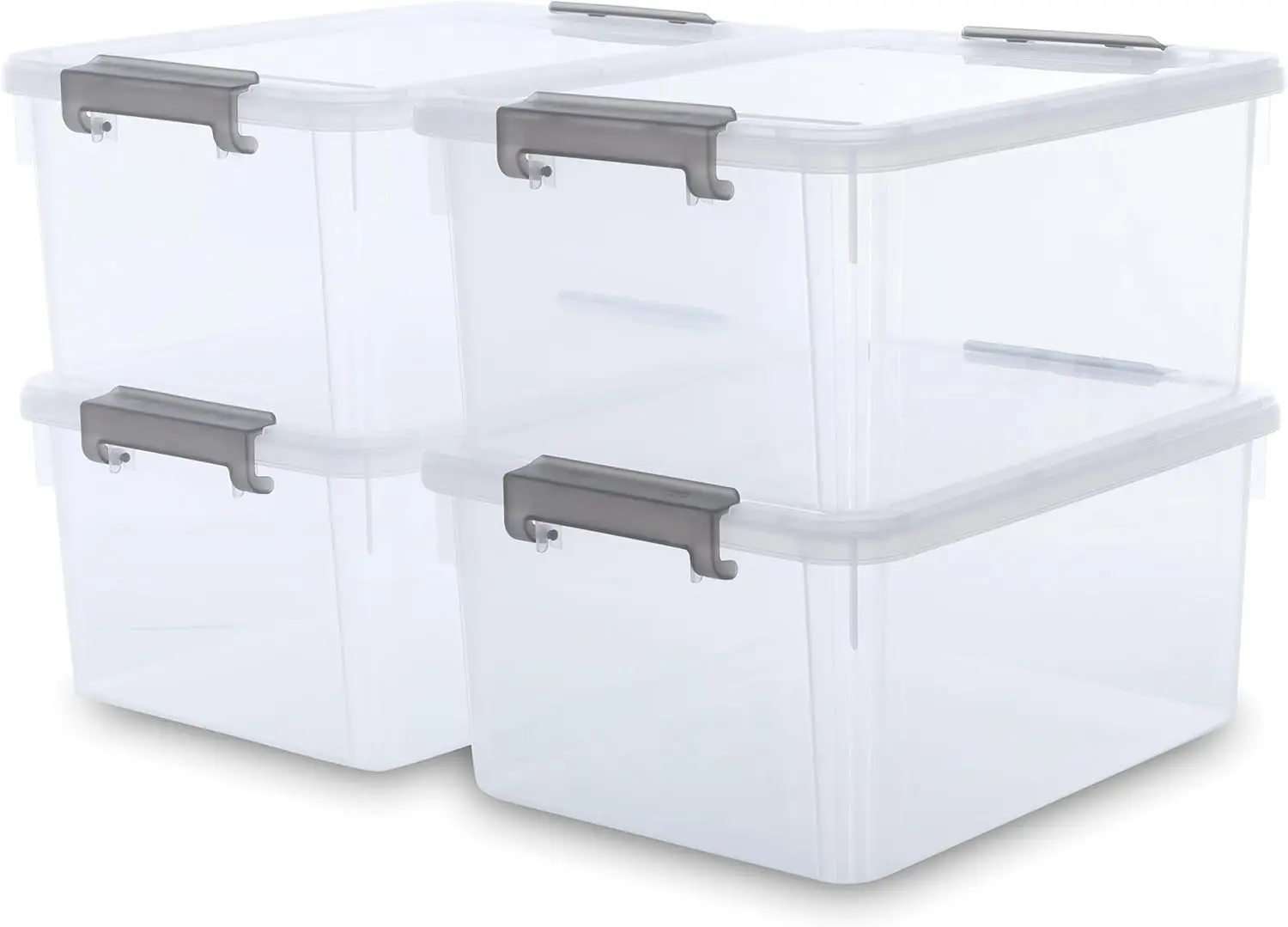 4-Pack Clear Stackable Storage Bins with Lids, 17 QT Capacity for Home Organization